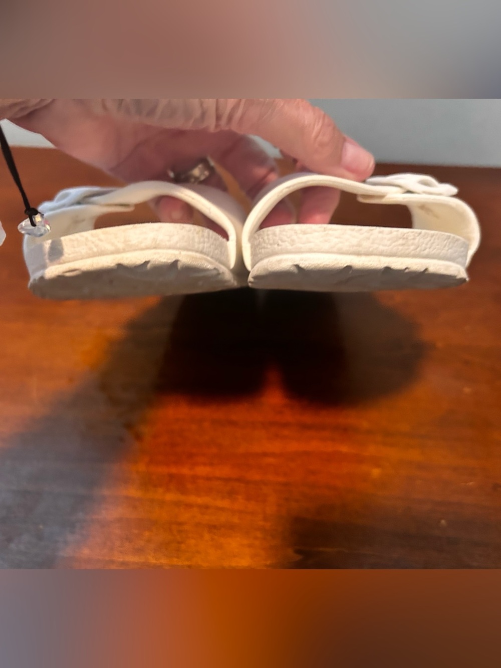 Birkenstock White Single Strap Slide EVA Sandals with Buckle 39/8.5 - Picture 11 of 14